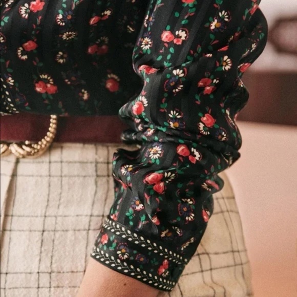 NWT Sezane 100% Silk Ann Shirt Folk Vintage Print Size 34 - Picture 13 of 13